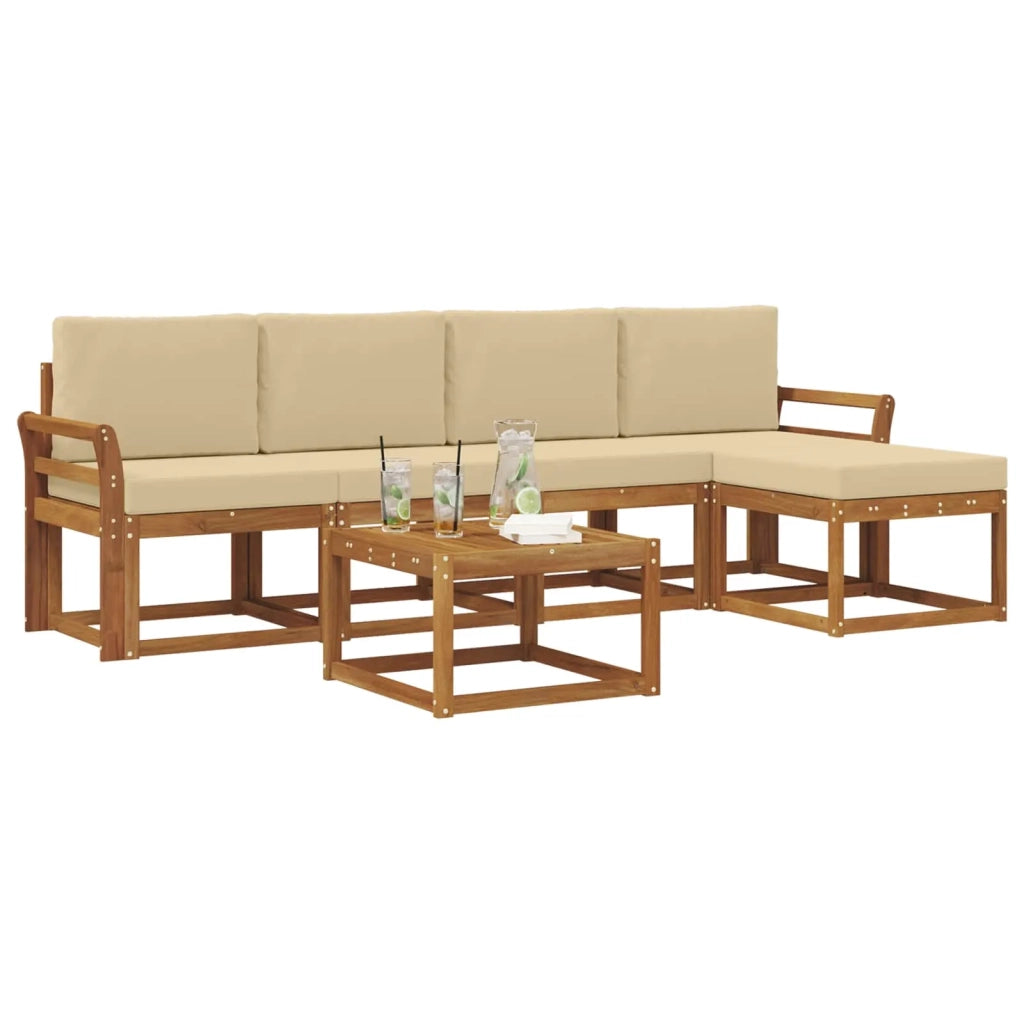 Set di divani da esterno con cuscino 6 pcs Naturale e Beige 3366291