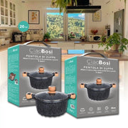 Trade Shop - Pentola Tegame Per Zuppa Rivestito Granito Con Coperchio 20cm Antiaderente T-9481 -