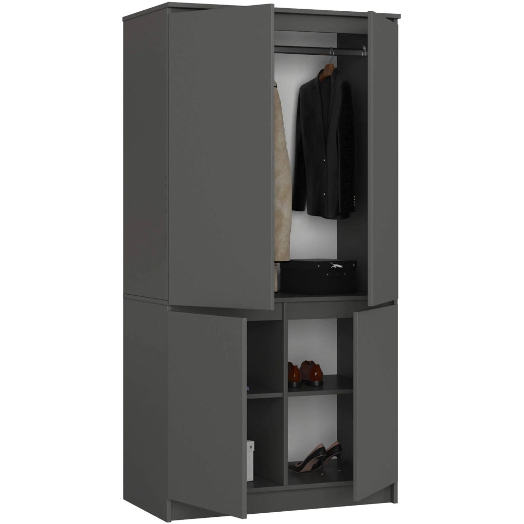 Armadio AKORD S90 4 ante Grigia Grafite 90x51x180 cm