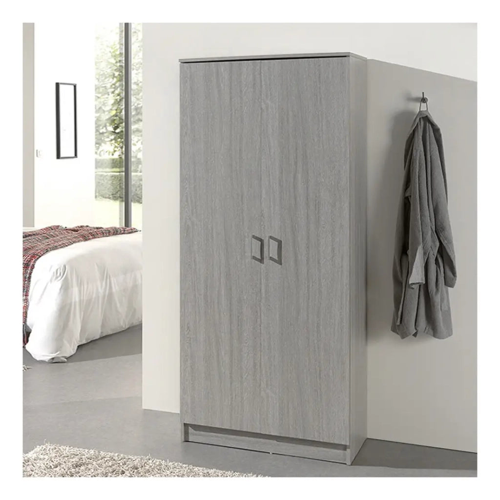 Armadio REY – 2 porte – 80×180 cm – Rovere grigio – Stile scandinavo