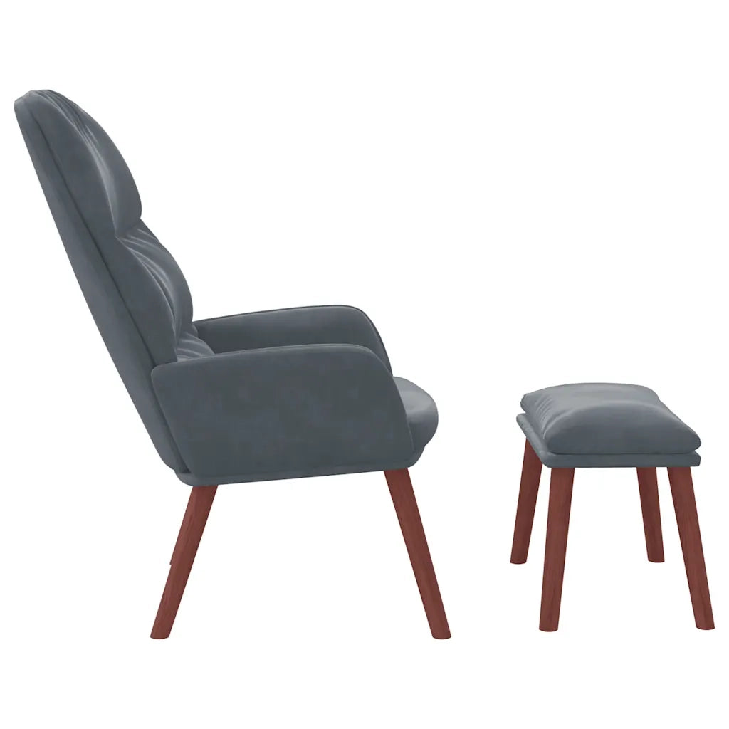 Poltrona Relax con Poggiapiedi Grigio Scuro in Velluto 3315117