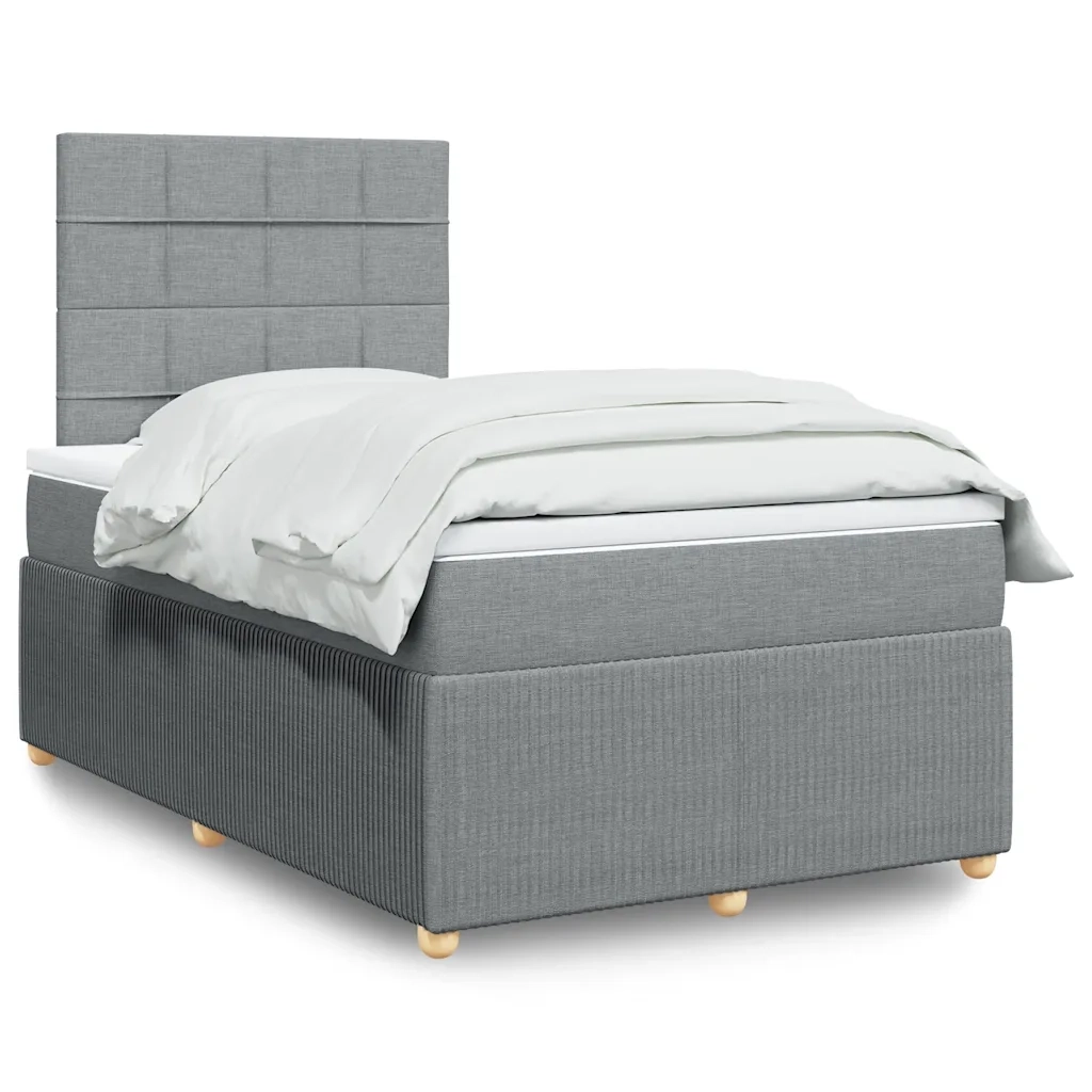 vidaXL Giroletto a Molle con Materasso Grigio Chiaro 120x200cm Tessuto