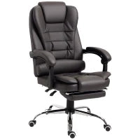 Poltrona da Ufficio Reclinabile in stile Presidenziale con Poggiapiedi, 64.5x69x109-117 cm, color Caffè