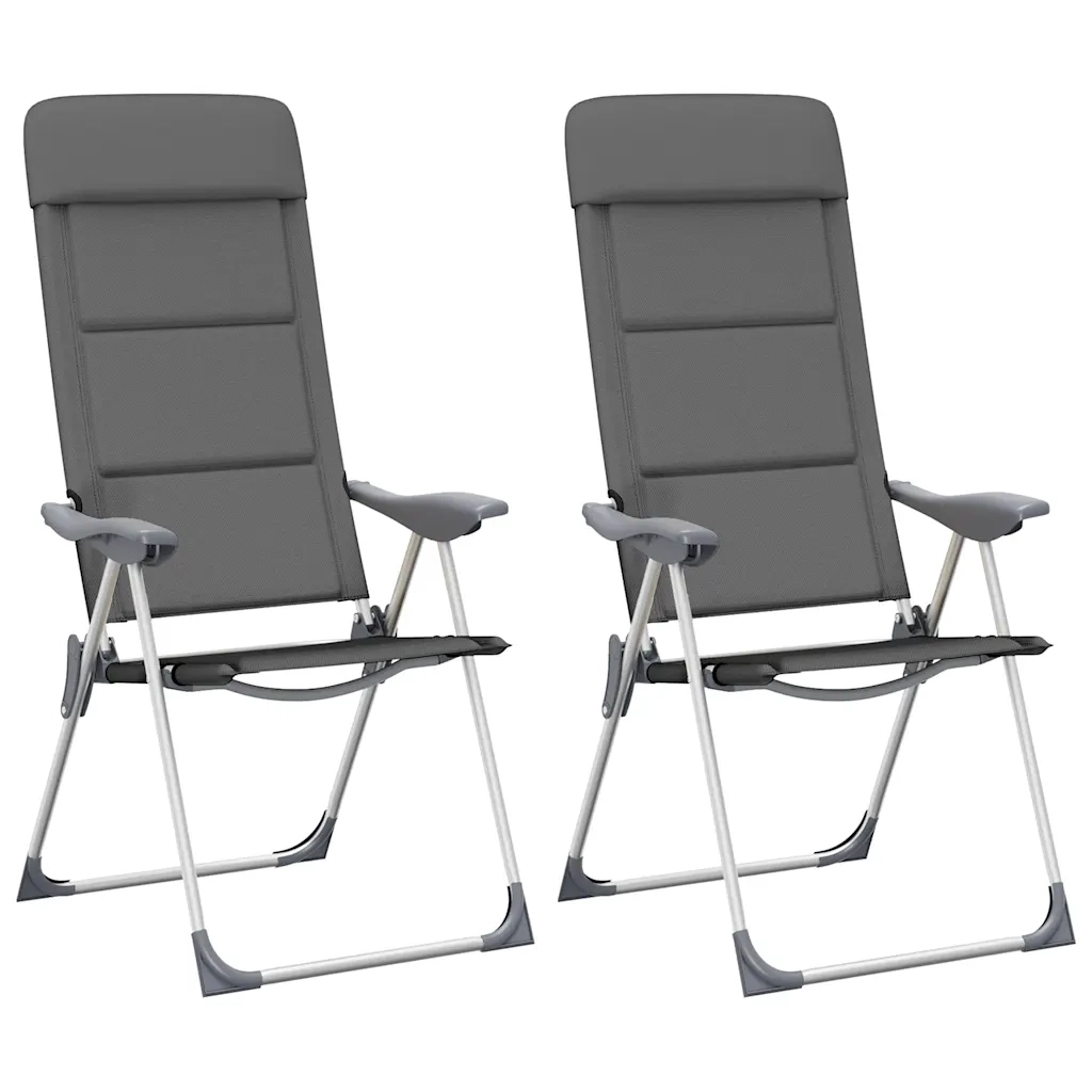 Sedie da Campeggio 2 pz in Alluminio Grigio 58x69x111 cm  cod mxl 94947