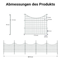 Recinzione giardino, set con 5 elementi verdi con bordo curvo, recinzione in rete metallica 770 x 8 x 640 mm, recinto a innesto di facile montaggio