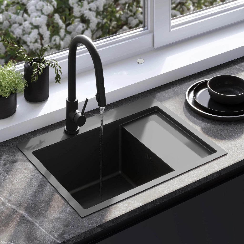 Lavello In Acciaio Fin Black con rubinetto da cucina