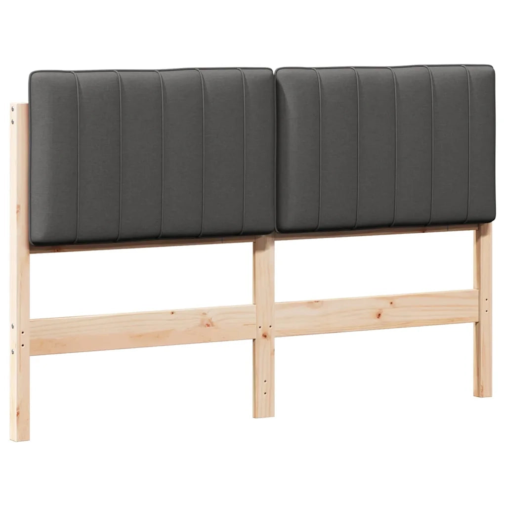Testiera imbottita Marrone e grigio scuro 140 cm Pino massello