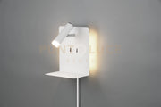 ELEMENT APPLIQUE LED 3W 220lm, 3000K- 1,5W  150lm, 3000K METALLO BIANCO RETRO ILLUMINATA CON SPOT CON MENSOLA E PORTA USB RICARICA SMARTPHONE H.20CM