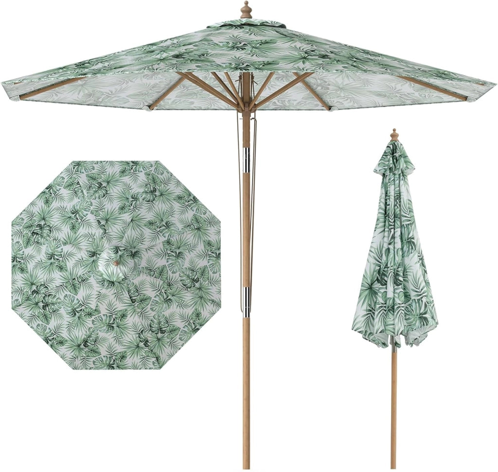 Ombrellone da Giardino 270 cm, con Insclinazione Regolabile, con Tettuccio di Ventilazione e 8 Stecche, Protezione Solare, Ombrellone da Spiaggia per Cortile e Balcone