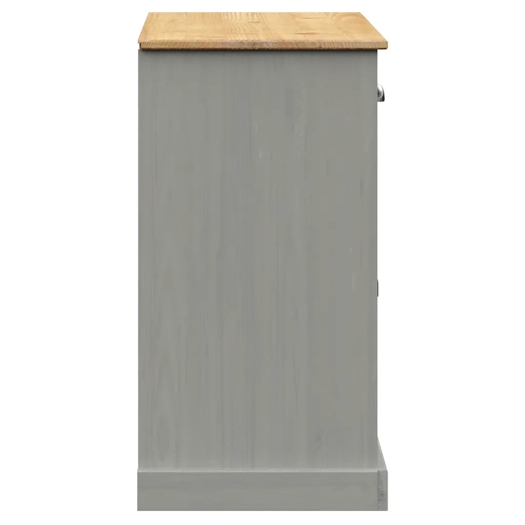 Credenza Cassetti VIGO-Buffet-Armadio da cucina 113x40x75 cm Legno Massello Pino Grigio