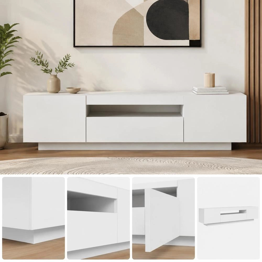 TV Cabinet With LED Lights White 160x35x40 Cm