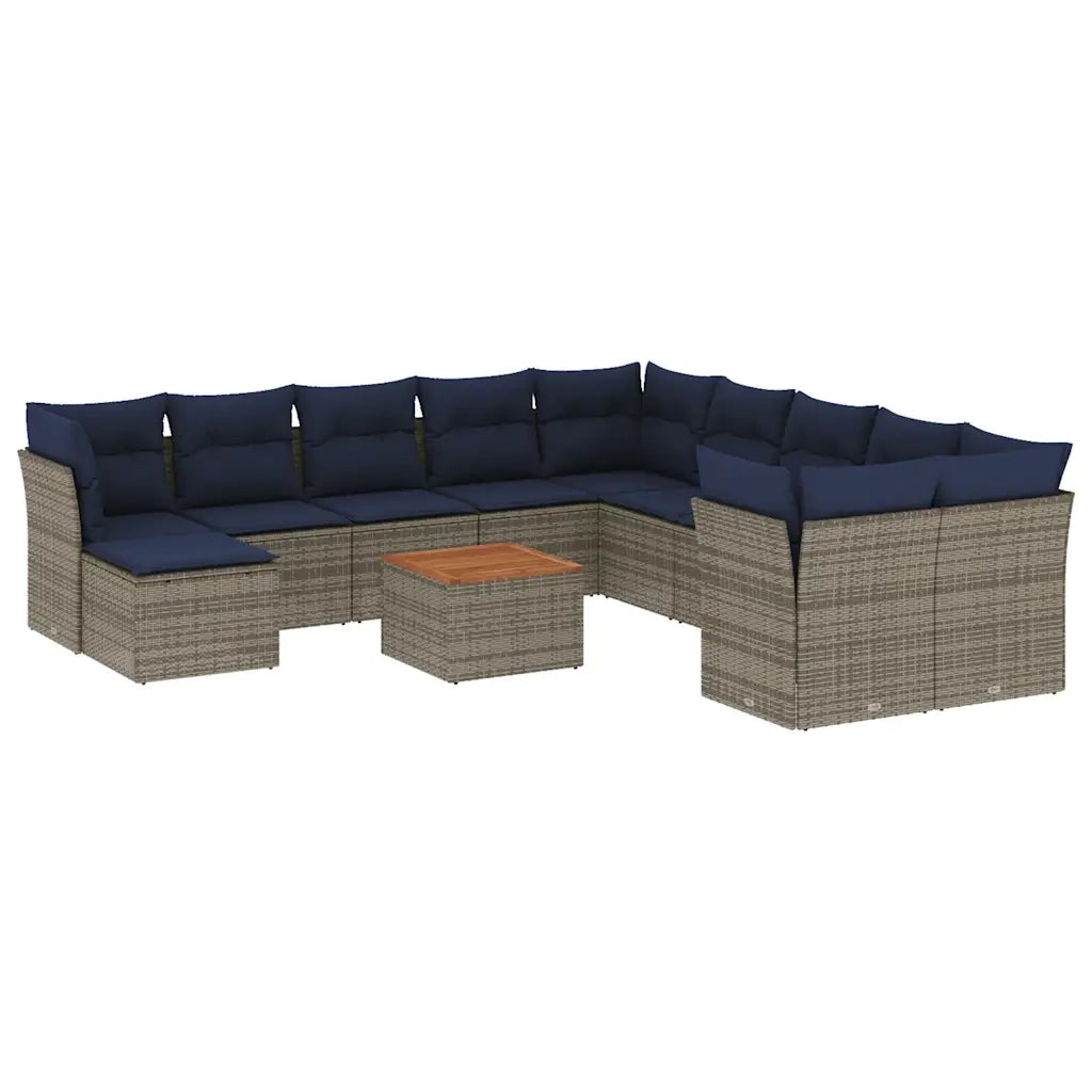 Set Divani da Giardino 12 pz con Cuscini Grigio in Polyrattan 3256313