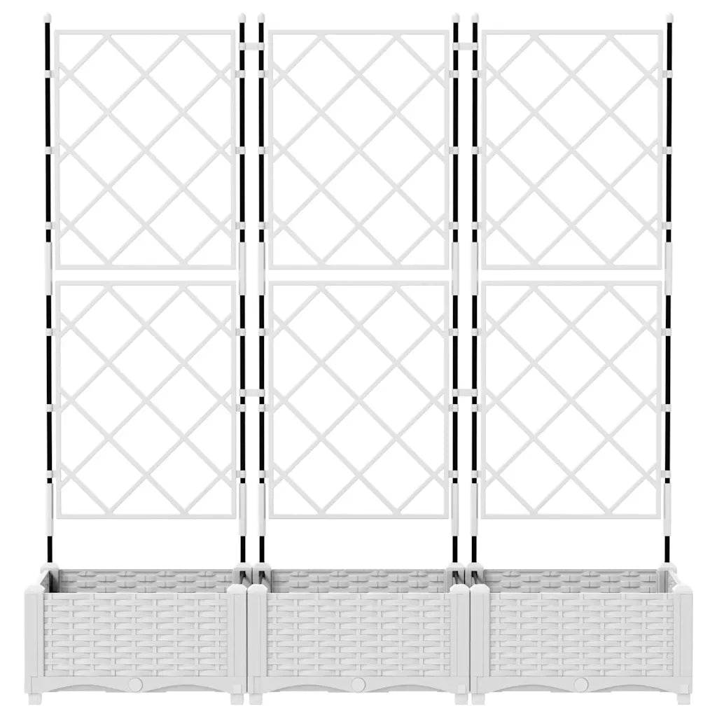 Fioriere | Cassetta per fiori | Vaso da giardino 3 pz Bianco 120 x 40 x 125,5 cm Plastica
