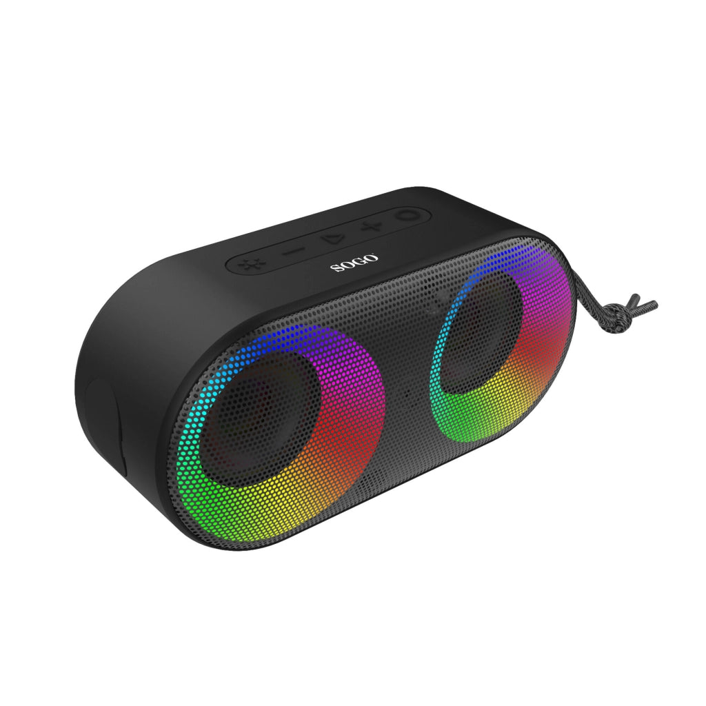 Altoparlante Bluetooth portatile con luci LED RGB, TWS stereo, batteria 2000mAh, impermeabile IP6 - SOGO