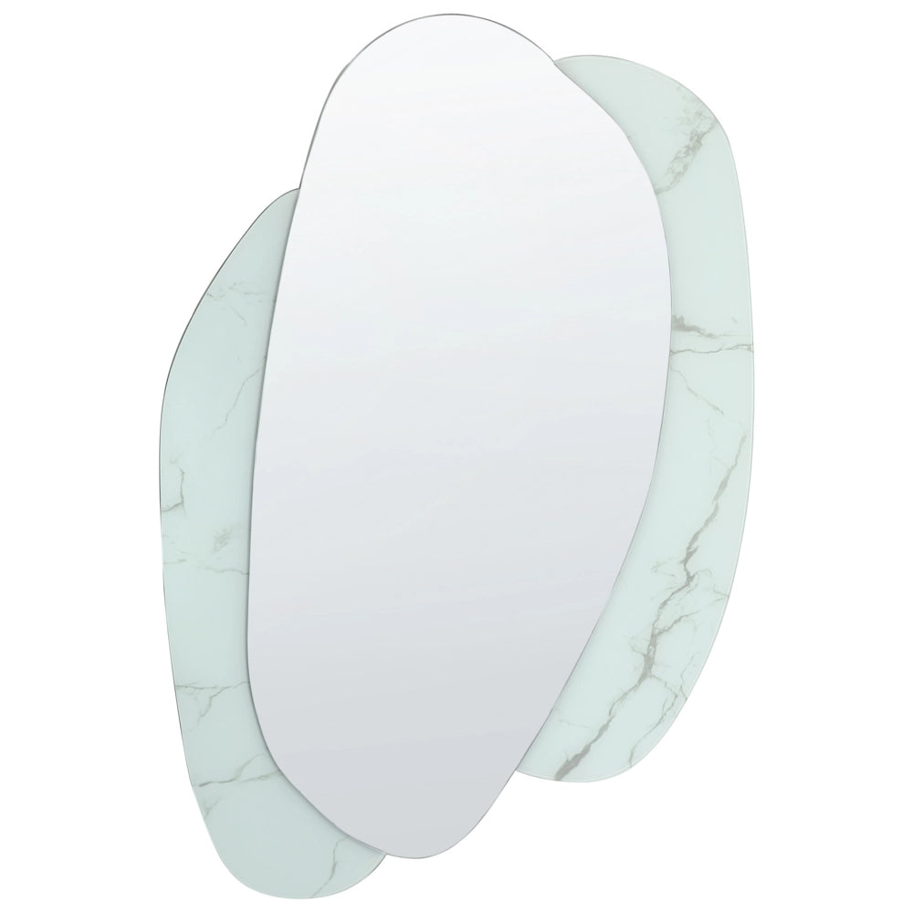 Specchio da parete bianco 80 x 117 cm Effetto marmo Specchio decorativo da parete Stile moderno da appendere