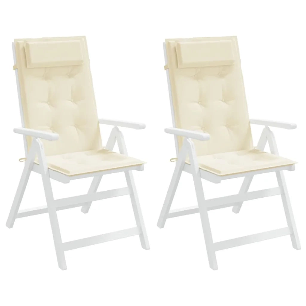 Cuscini per Sedia con Schienale Alto 2 pz Crema Tessuto Oxford