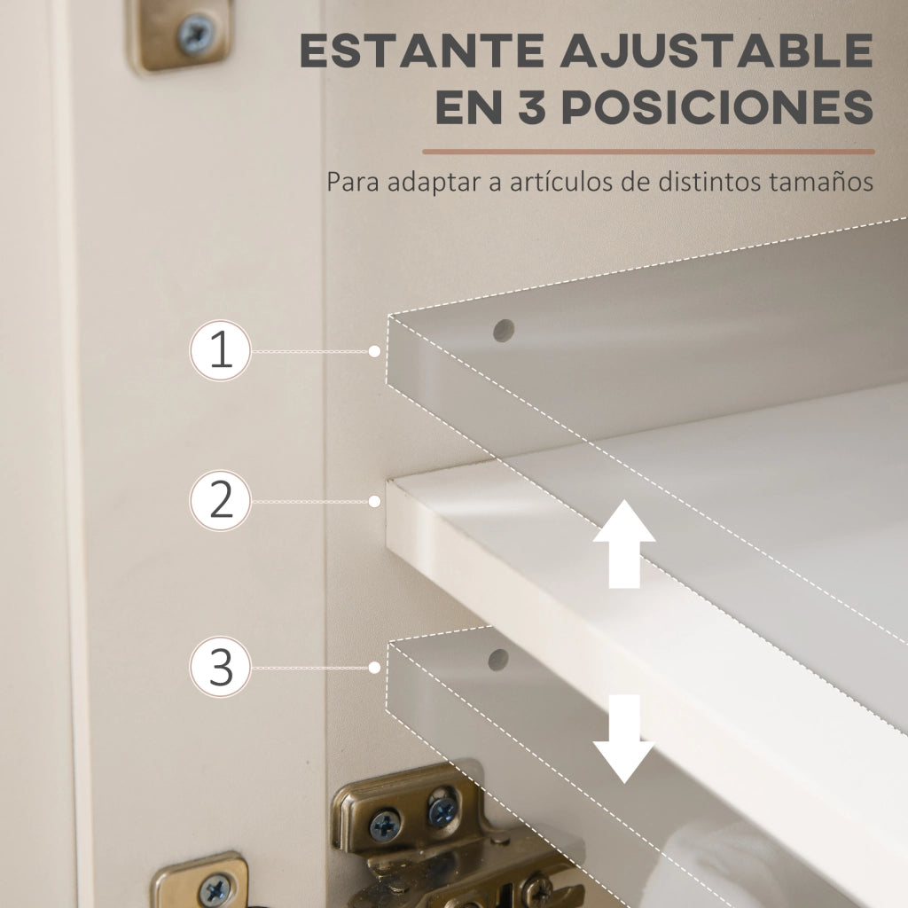 Cassettiera a 2 Cassetti con 3 Ante e Ripiano Regolabile ¨C zephmum ¨C 117x35x80 cm Bianco