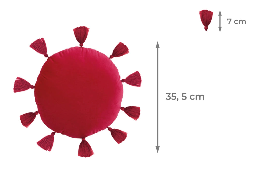 Cuscino Arredo Decorativo Imbottito Velluto Tinta Unita Rotondo Sunshine - Sunshine - Rosso