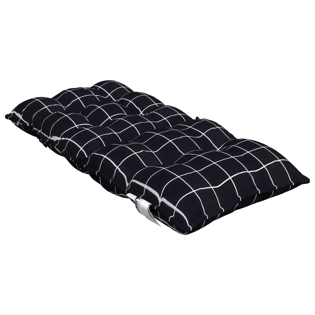 Cuscini Sedia Schienale Basso 2 pz Quadri Nero Tessuto Oxford 377719