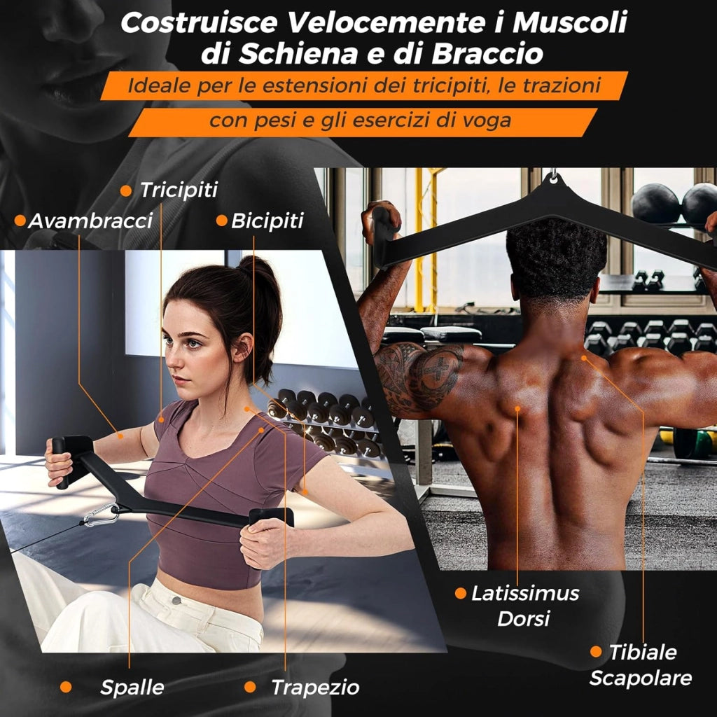 Barra LAT Pulldown, Attacchi T-Bar V-Bar per Cavi per Fitness Palestra Domestica, Impugnature per Maniglie per Allenamento della Forza Schiena Bicipiti Tricipiti