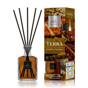 Trade Shop - Maxi Diffusore Ambiente Cubo Con Bastoncini Fragranza Terra Ambra E Sandalo 250ml -