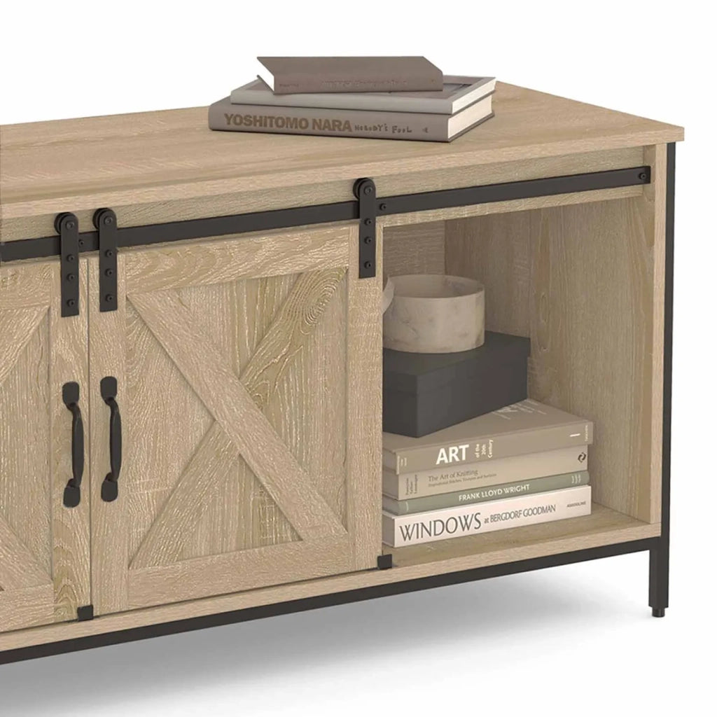 IDMarket - Porta TV 113 cm 2 porte scorrevoli QUEBEC design industriale
