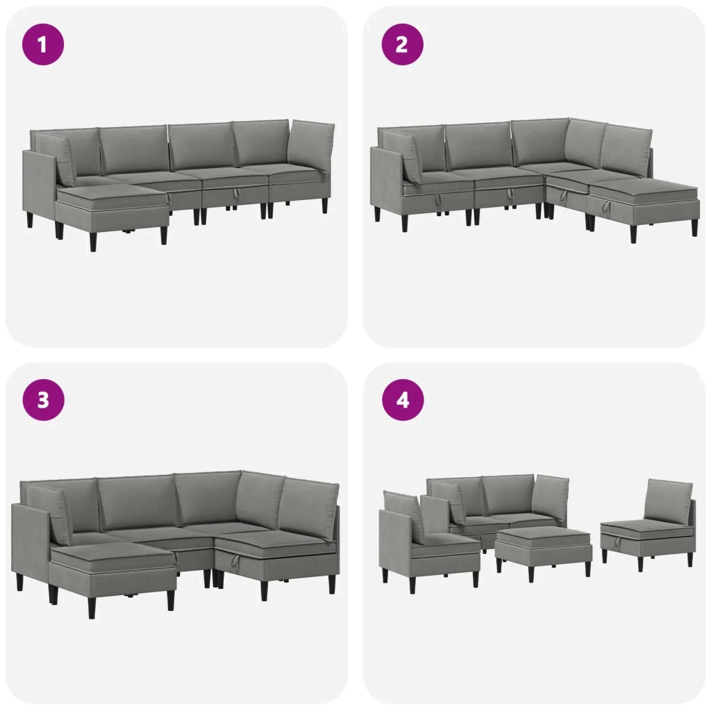 Set di mobili per il soggiorno 5 pcs Grigio scuro Tessuto