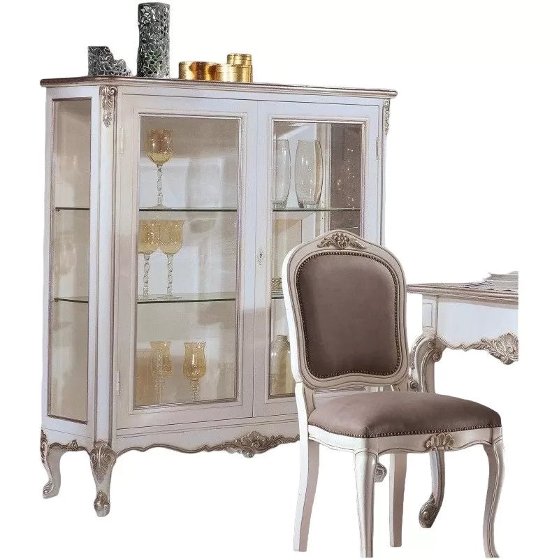 Vetrina 2 porte classica legno shabby bianco argento 130x50x150 - Mobili 2G