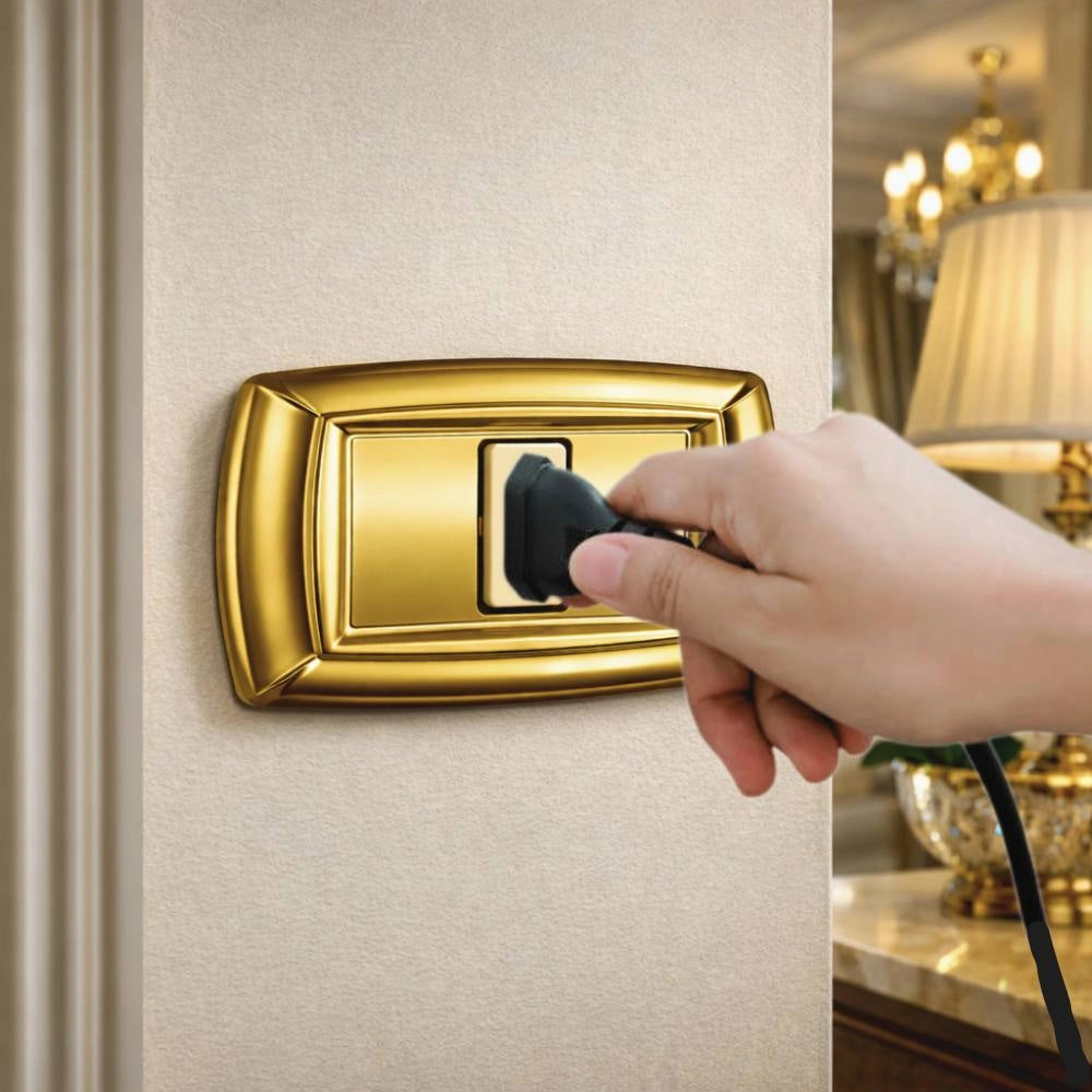 Placca elettrocanali tondò oro in tecnopolimero di alta qualità *** numero posti 1 posto, confezione 1