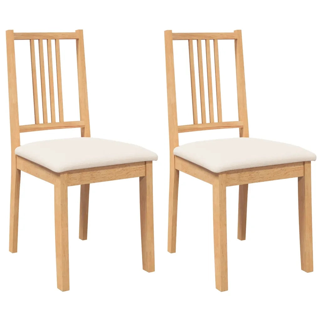 Sedie da Pranzo con Cuscini 2 pz Naturale Legno Massello Hevea 4102397