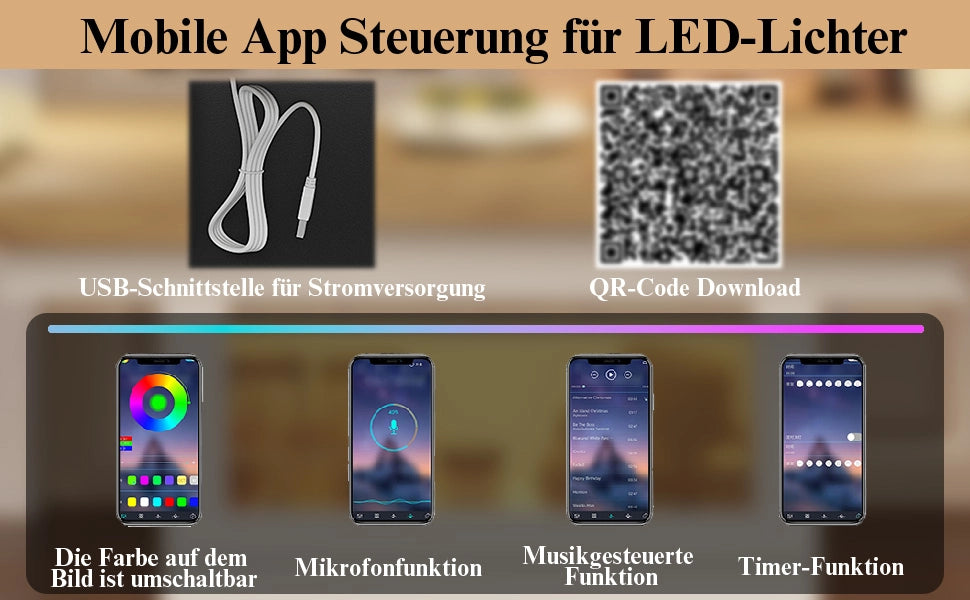 Tavolo allungabile con LED e controllo da app, 2 cassetti e vano con anta in vetro per cucina e sala da pranzo