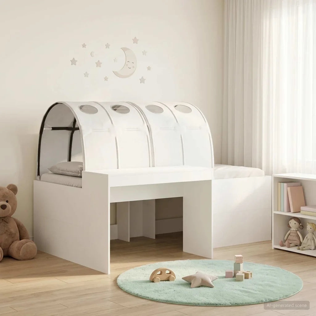 Letto con Tunnel 4 pcs Bianco Legno ingegnerizzato