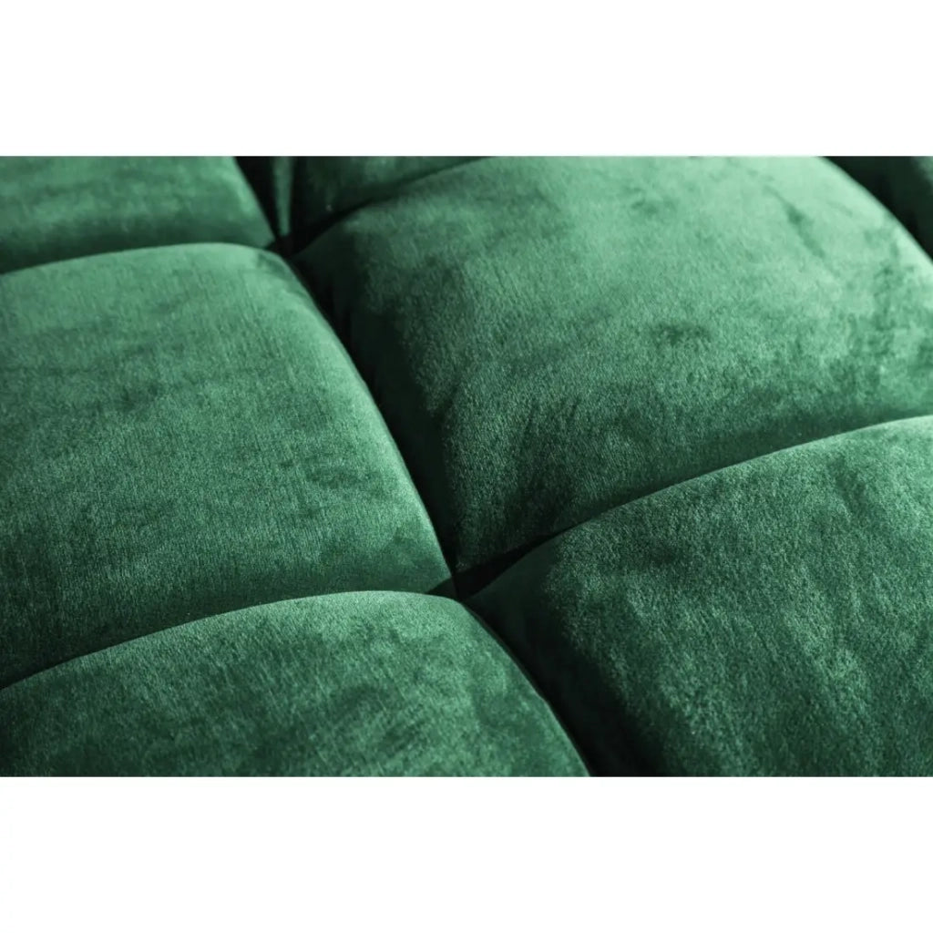 Divano KOLIRI a 3 posti verde smeraldo – Divano di design in velluto con struttura in legno massiccio