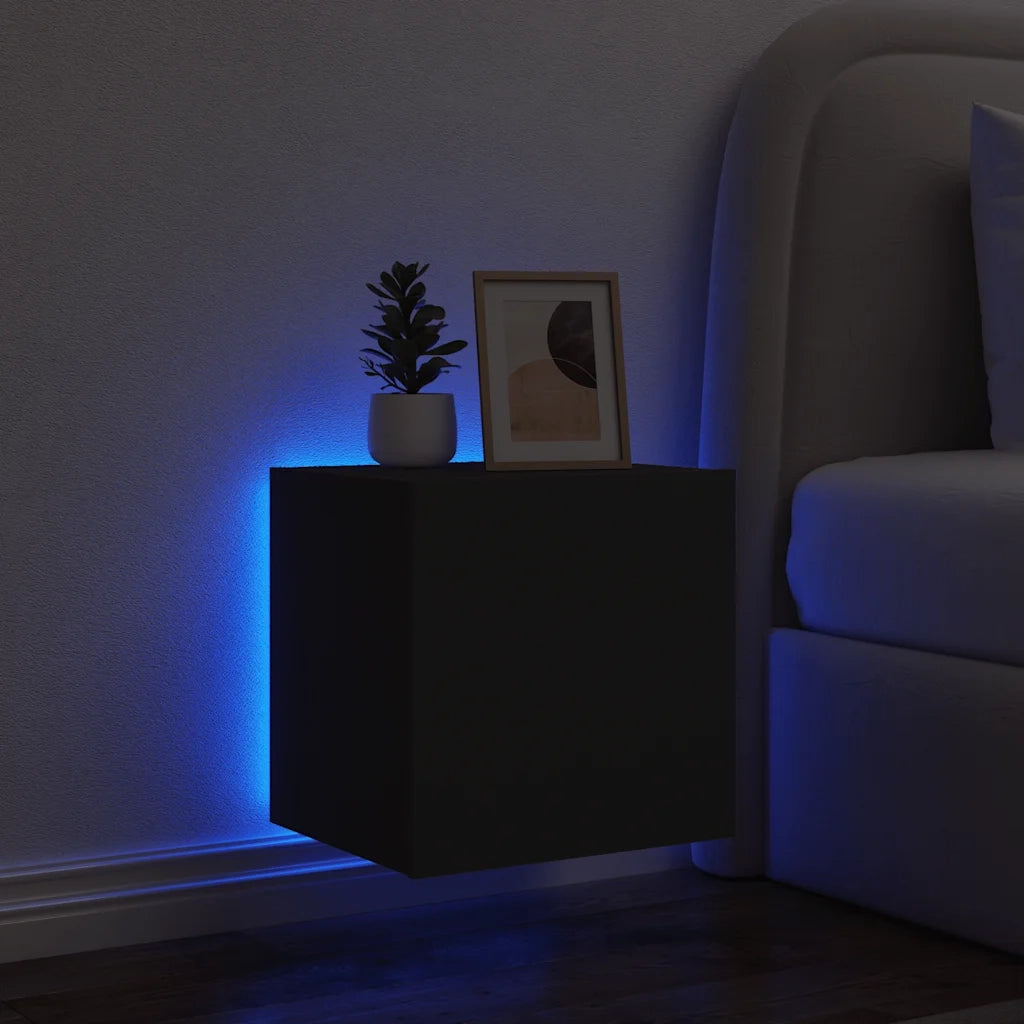 Mobile TV a Parete con Luci LED Nero 40,5x35x40 cm 837248