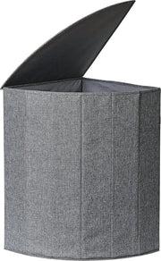 Wasmacchina quadrata con coperchio - Fatta di lino - Rinforzata con legno, extra stabile - Grigia - 40x40x60 cm