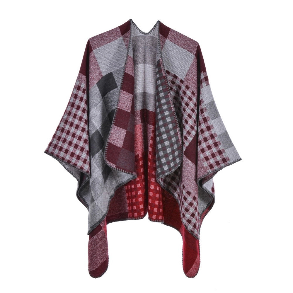 Sciarpa/stola da donna, scialle spaccato in cashmere alla moda, mantello caldo