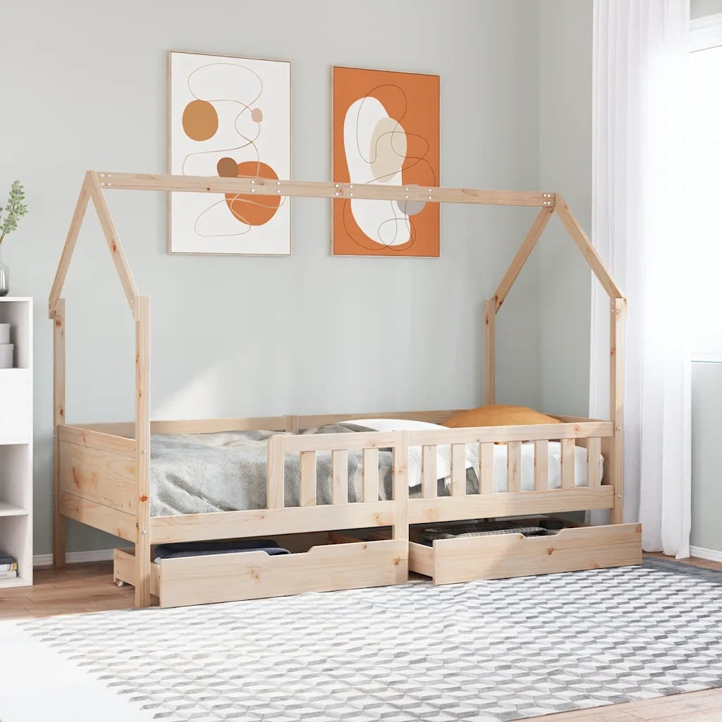Giroletto per Bambini | Letto Infantile | Lettino con Cassetti 90x190cm Legno Massello Pino