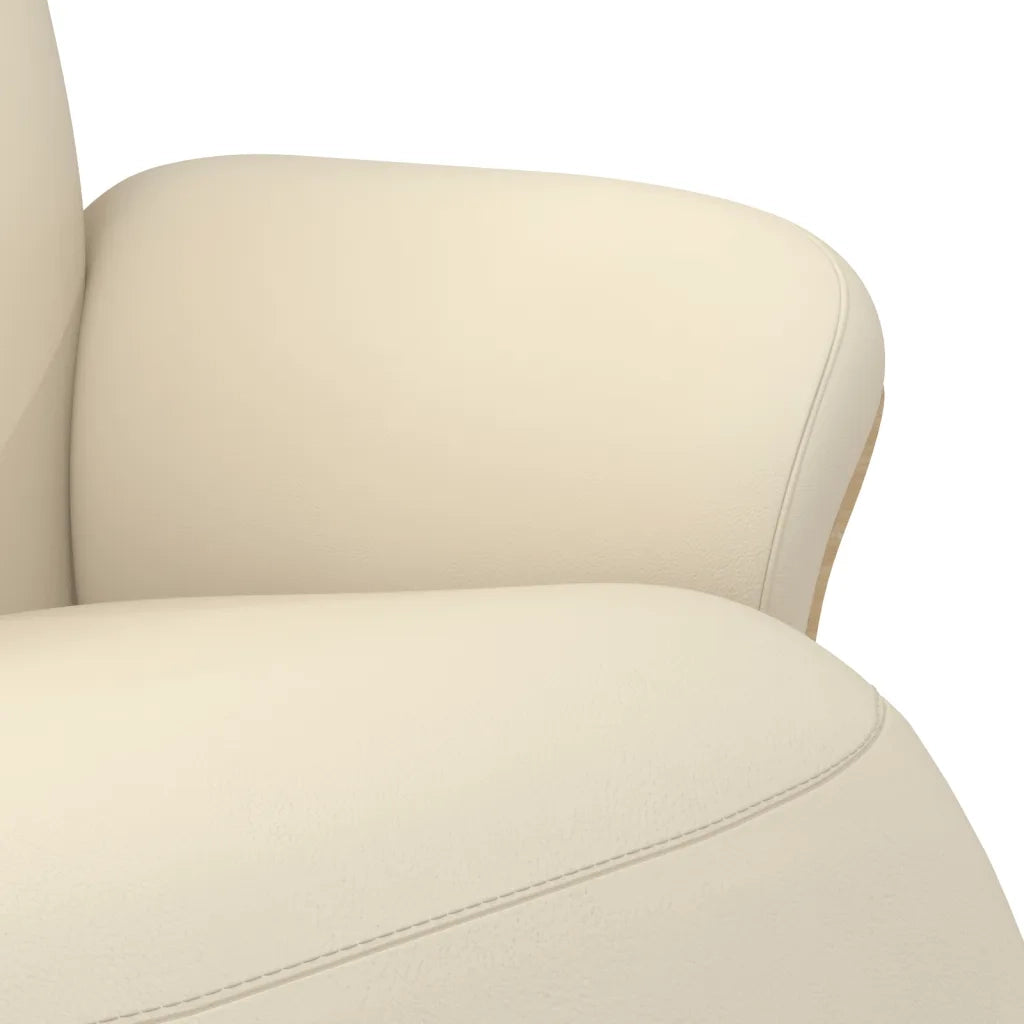 Poltrona Reclinabile con Poggiapiedi Crema in Similpelle 356625