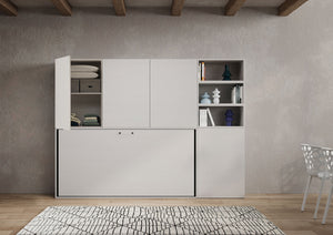 Letto Singolo a Scomparsa Composizione F Kando H194,4 Bianco Frassino