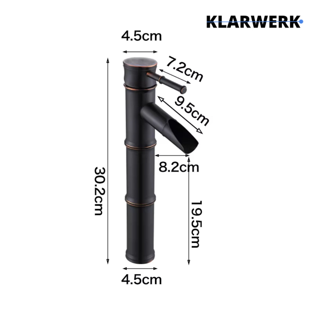 YURI | Rubinetto per bagno a cascata in bambù alto in ottone dorato | in acciaio inox per lavelli alti | Miscelatore giapponese 2 attacchi