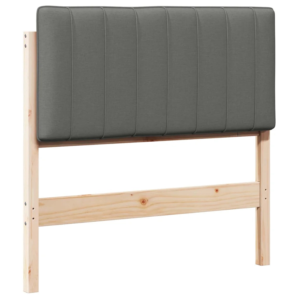 Testiera imbottita Marrone e Grigio Chiaro 90 cm Pino massello 880198