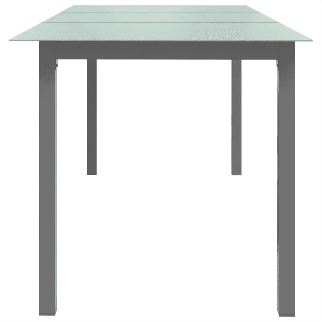 Tavolo da Giardino Grigio Chiaro 190x90x74cm Alluminio e Vetro 312205
