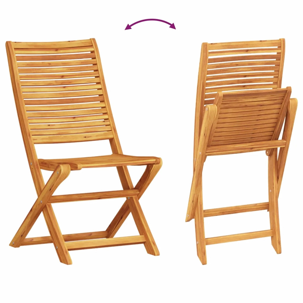 Set Bistro Pieghevole 3 pz | Set Salotto da Giardino Marrone Legno di Acacia Massello