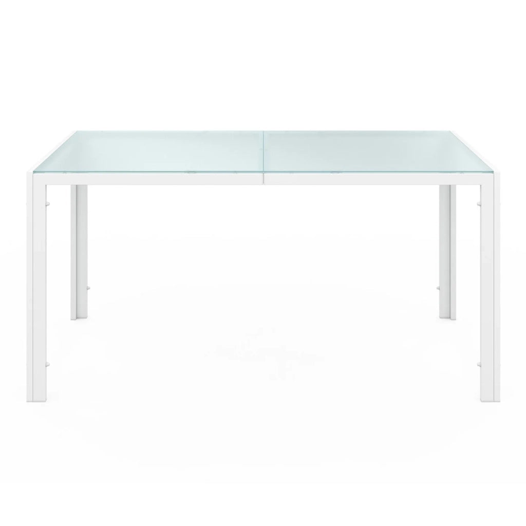 IDMarket - Set di mobili da giardino MADRID tavolo 150 CM e 6 sedie impilabili bianco e beige