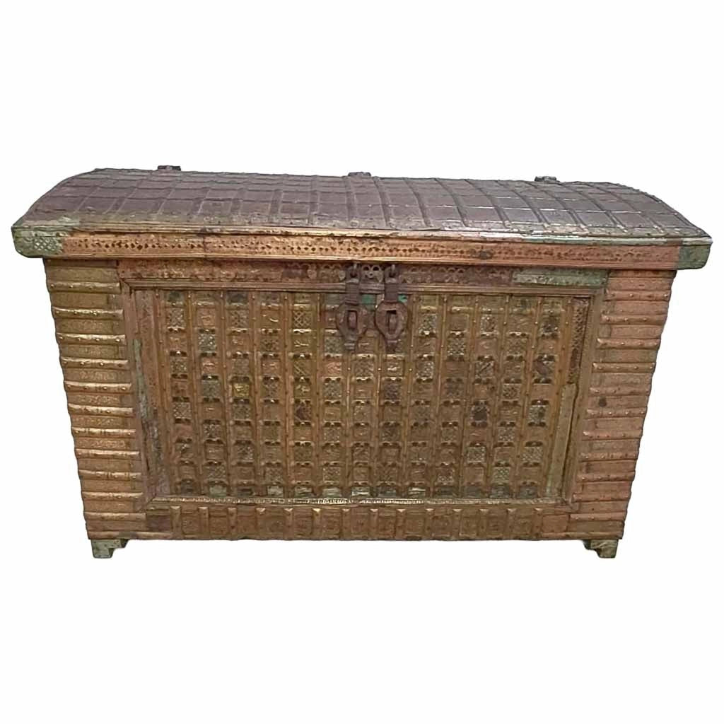Baule in legno e metallo, artigianale marrone, 166x94x104h cm