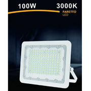 Trade Shop - Faro Led 100w Ultra Slim Bianco Esterno Ip65 Luce Fredda Naturale Calda Fs100w-b - -bianco Caldo      -