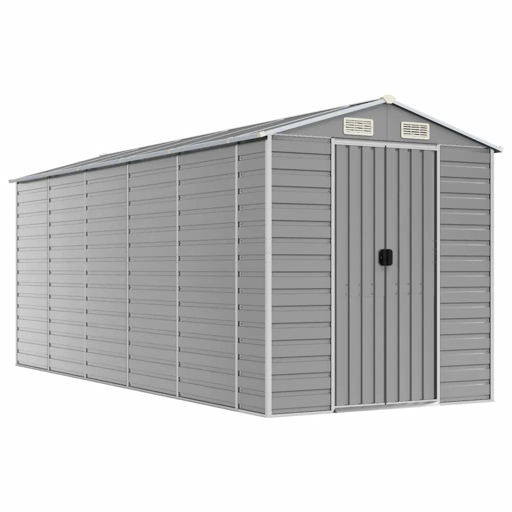 Casetta da giardino grigio chiaro 191x470x198 cm in acciaio zincato 3188246