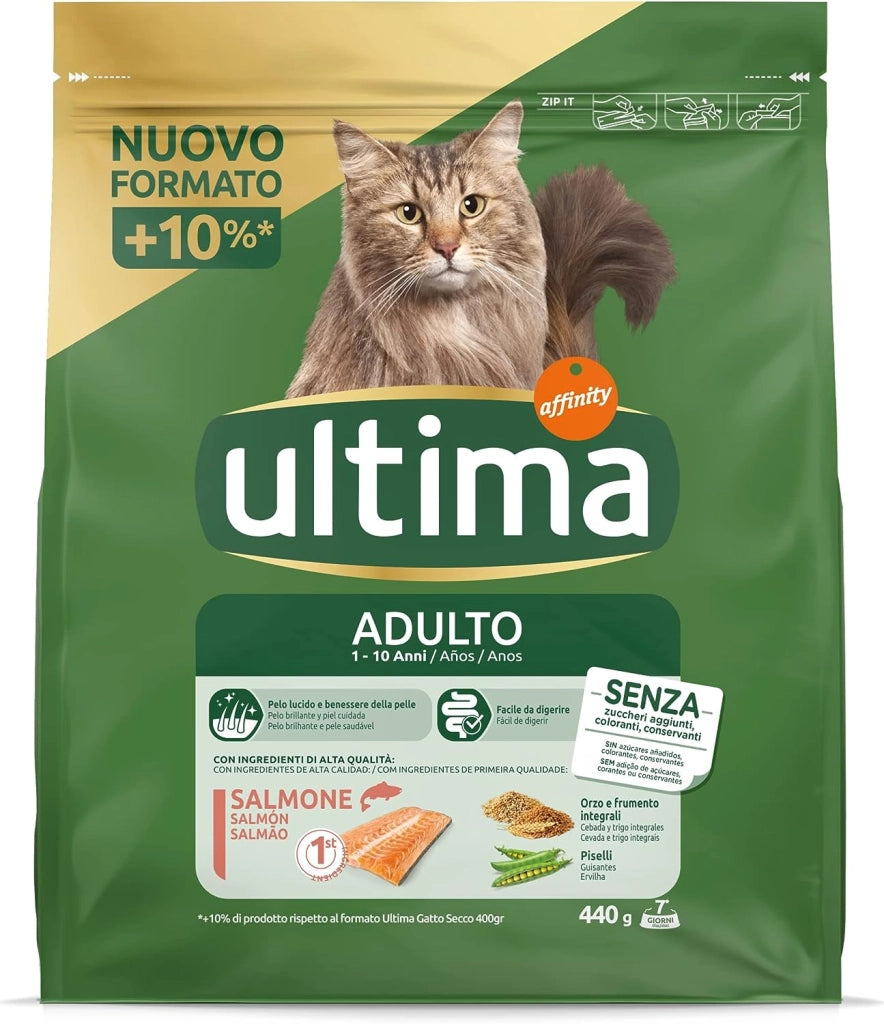 ULTIMA CROCCHETTE SET 8 CONFEZIONI PER GATTO ADULTO 1-10 ANNI 440 GR L'UNA FACILE DA DIGERIRE GUSTO SALMONE