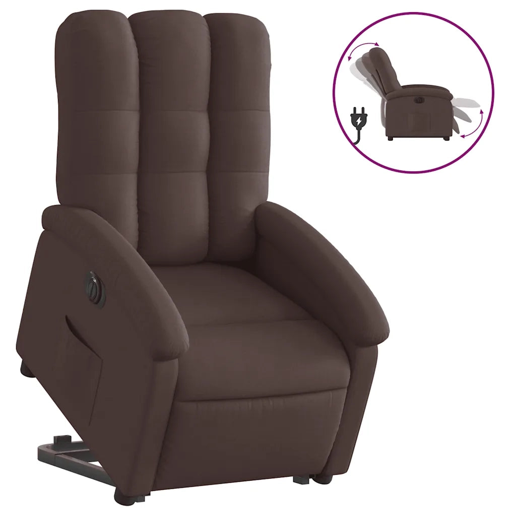Poltrona Alzapersona Reclinante Elettrica Marrone Scuro Tessuto 3204121