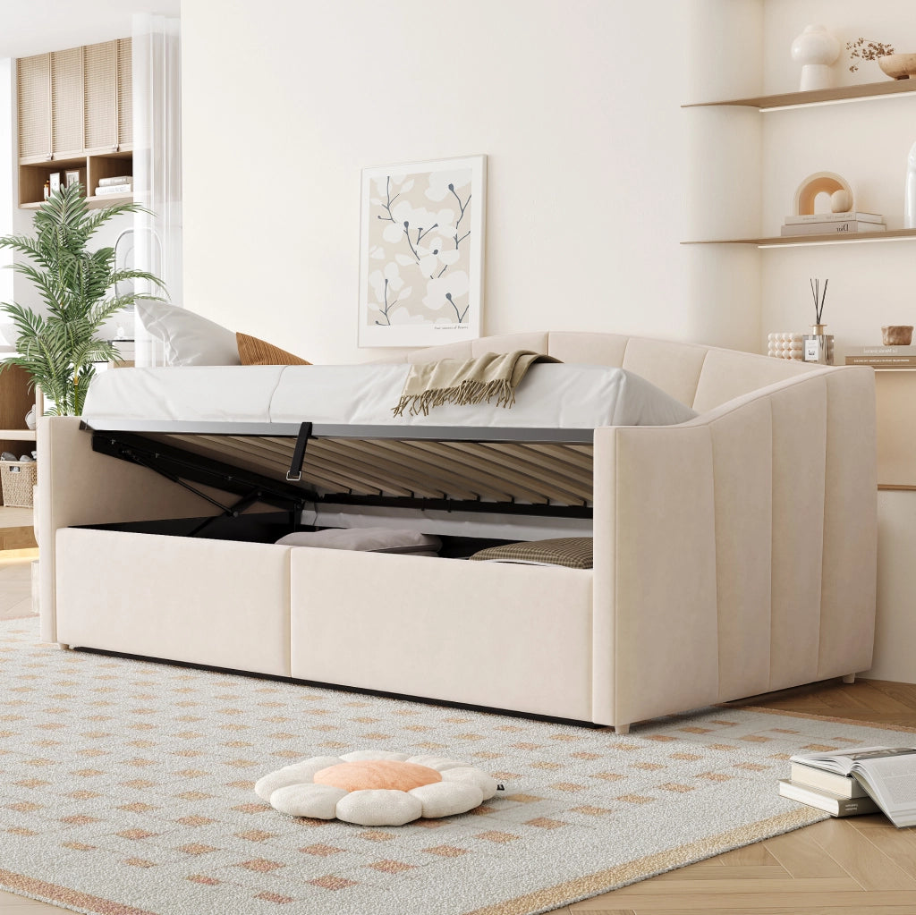 Letto singolo imbottito con contenitore idraulico 90x200 cm